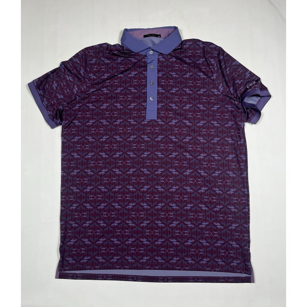Greyson Golf Polo Shirt Mens XL Aubergine Purple Wolf Labyrinth Performance